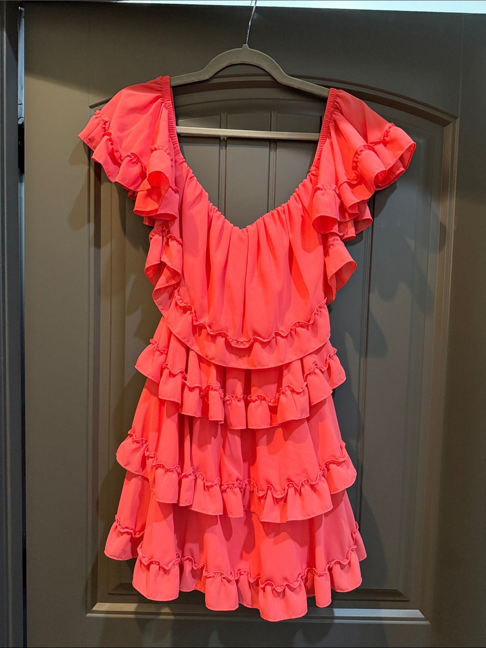 Misa Los Angeles Coral Ruffle Mini Dress